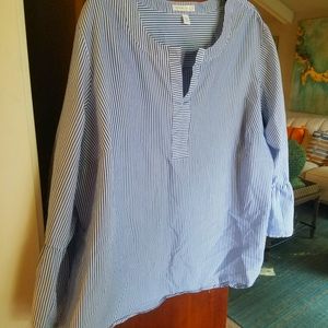 Roomy preppy blue and white striped tunic